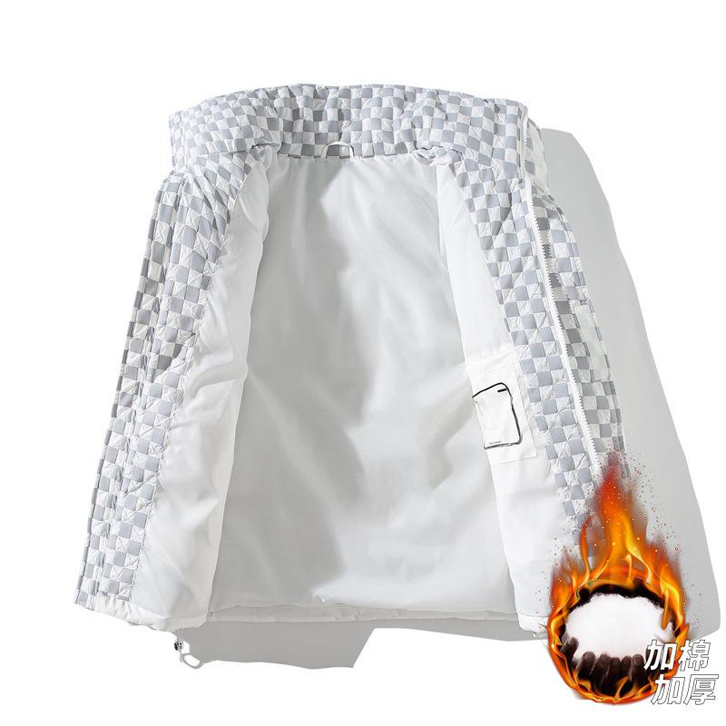 Winter Thickened Cotton-padded Clothes for Men and Women of the Same Style Hong Kong Style Loose Casual Thickened Velvet Warm Stand-up