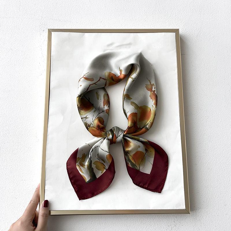 Silk Feeling Scarf Square Satin Head Scarf for Women