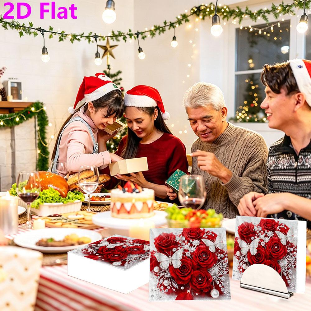 20pcs Disposable Napkins with Rose Pattern Print for Wedding,Parties,and Daily Use for Thanksgiving Fall Christmas Table Decoration