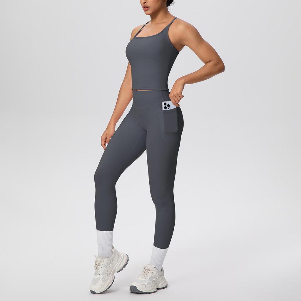 Cross-Strap Racerback Yoga Fitness Set with Hip-Lifting Pants