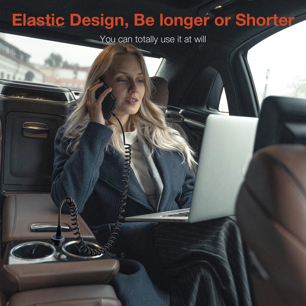 USB C en espiral de 100 W UseBean USB Gen2x2 Espiral de resorte extensible Hasta USB Tipo C en espiral Carga rápida PD Monitor de video 4K Compatible con iPhone iPad