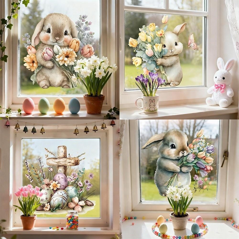 Self-Adhesive Wall Stickers Easter Wall Decal New Festival Party Sticker  Window Decoration