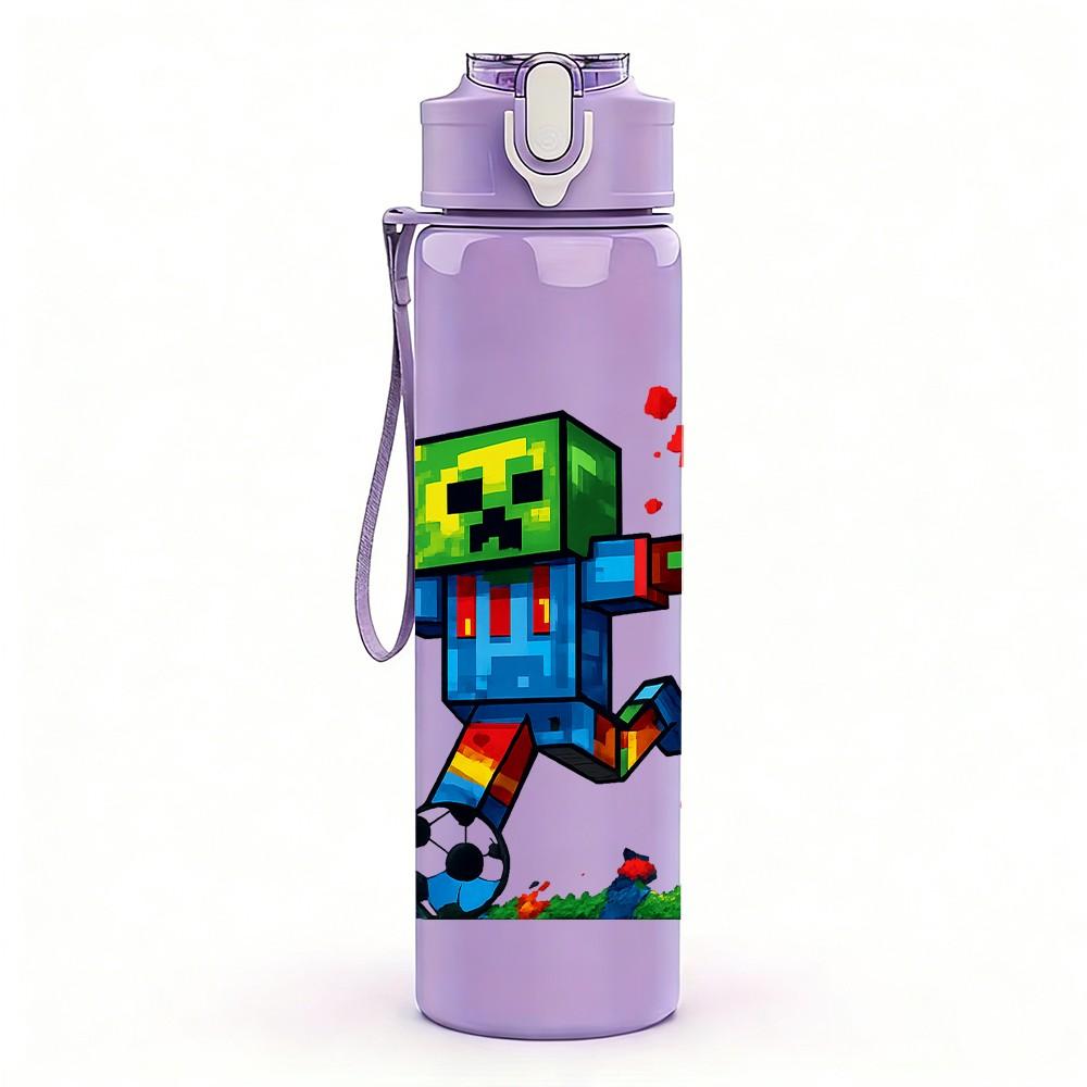 1PC Dancing Green Zombie Character 750ml Color Plastic Sports Water Bottle Leakproof Flip Straw Lid Suitable for Sports Office Home Use