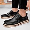 Men's Shoes, Fashionable Casual Shoes, Trendy British Style Lace-up Leather Shoes, Four Seasons Low-top Business Leather Shoes