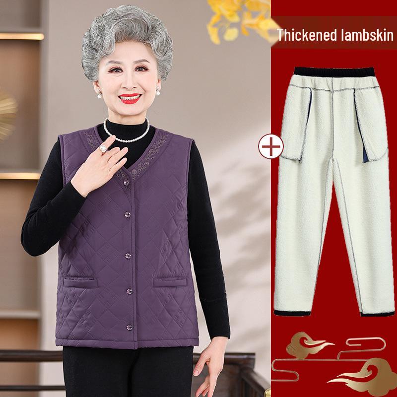 Damen Übergröße Fleecegefütterte Ärmellose Jacke - Warme Baumwollweste für Senioren für Herbst/Winter