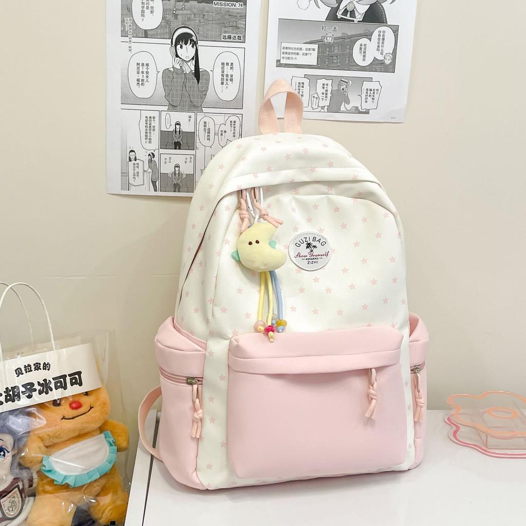 Schoolbag New Small Fresh College Student Junior High School Student Schoolbag Female Versatile Contrasting Color Casual Backpack Large Capacity