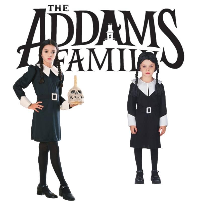 The Addams Family Wednesday Black Dress Goth Costume For Children Ages 3-12