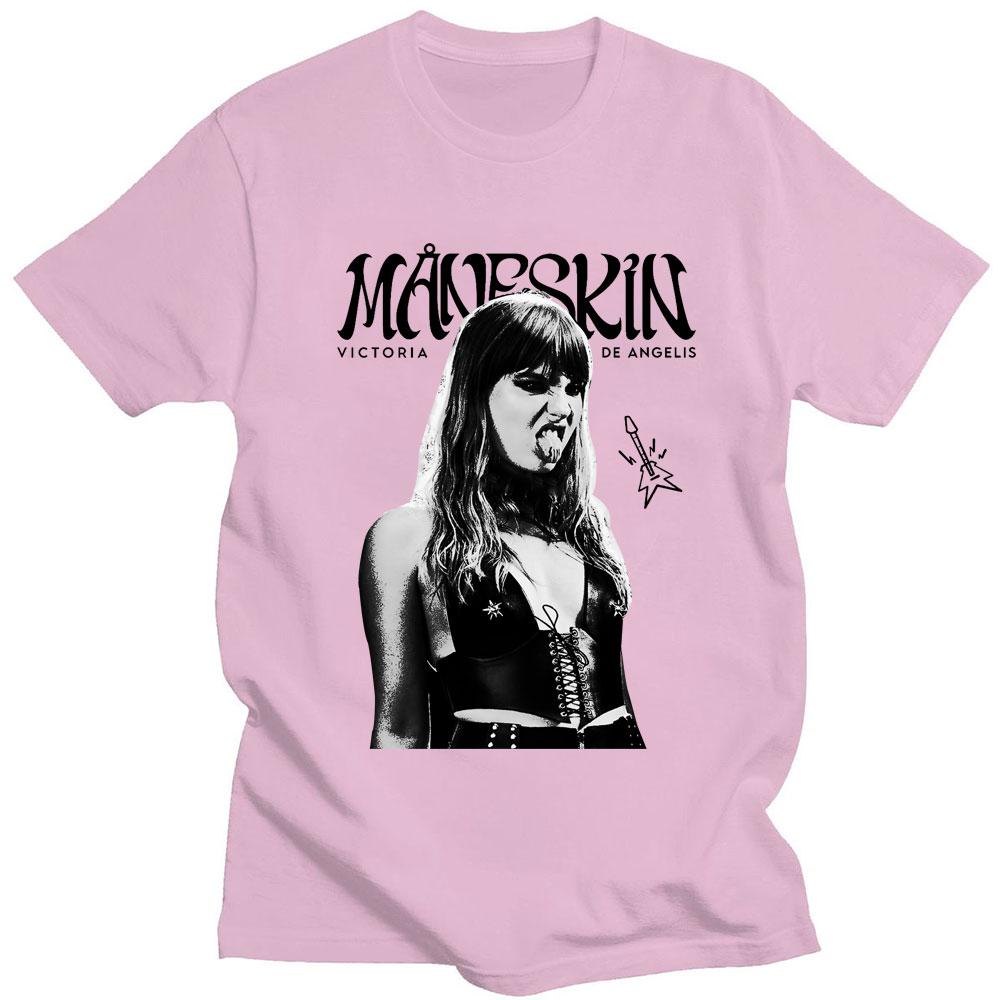 Rock Band Maneskin T Shirt Victoria De Angelis Print Unisex Cotton Cool Harajuku Gothic T Shirts Loose Y2k Casual Street T-shirt