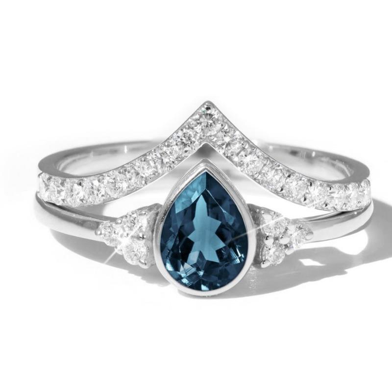 

Женские парные кольца, парные кольца в форме капли воды, ювелирные изделия ручной работы No. 11 серебряный