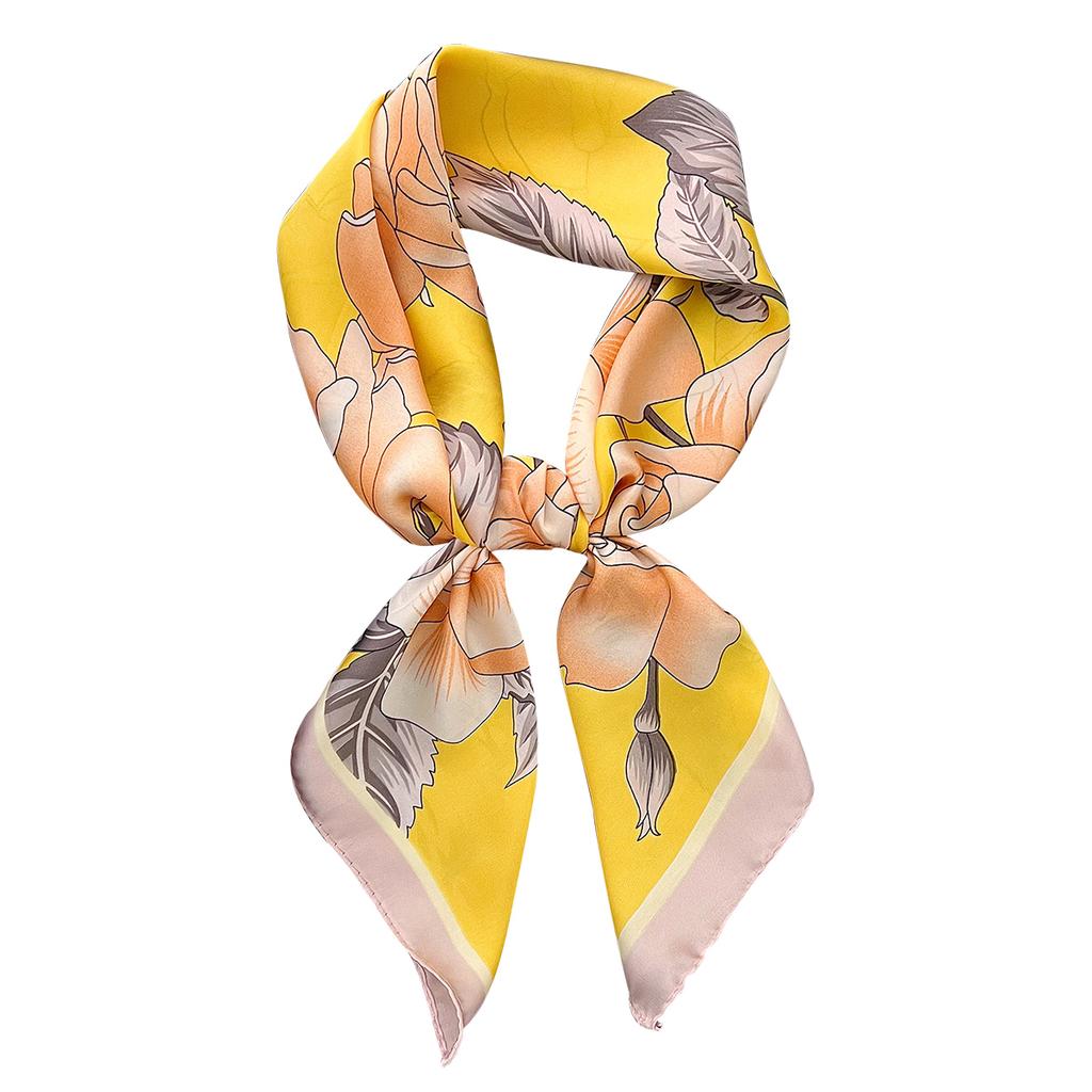 Fashion Commuter Small Square Scarf, New Flower Silk Scarf, Spring and Summer Decorative Scarf, Headband, High-end Foreign-style Scarf