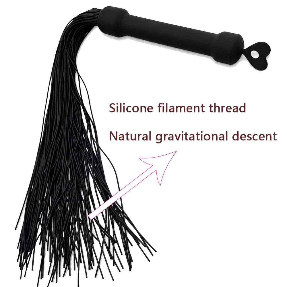 Soft Silicone Spanking Flogger - Full Body Silicone Whip with Heart Ring Handle for Adult Couples Play