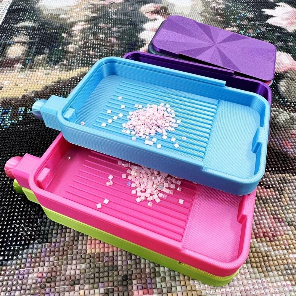 DIY Craft 3D Diamond Painting Storage Tray Large Capacity Embroidery Beading Plates with Lid Multi-Color