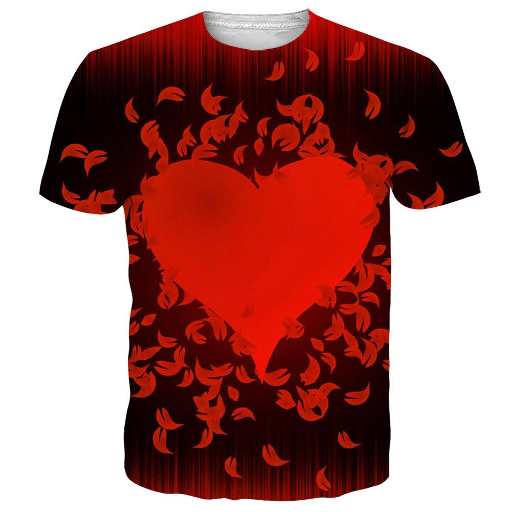 Tricou de vară pentru bărbați cu imprimeu digital 3D, Ziua Îndrăgostiților, cuplu, 3D, dragoste, casual