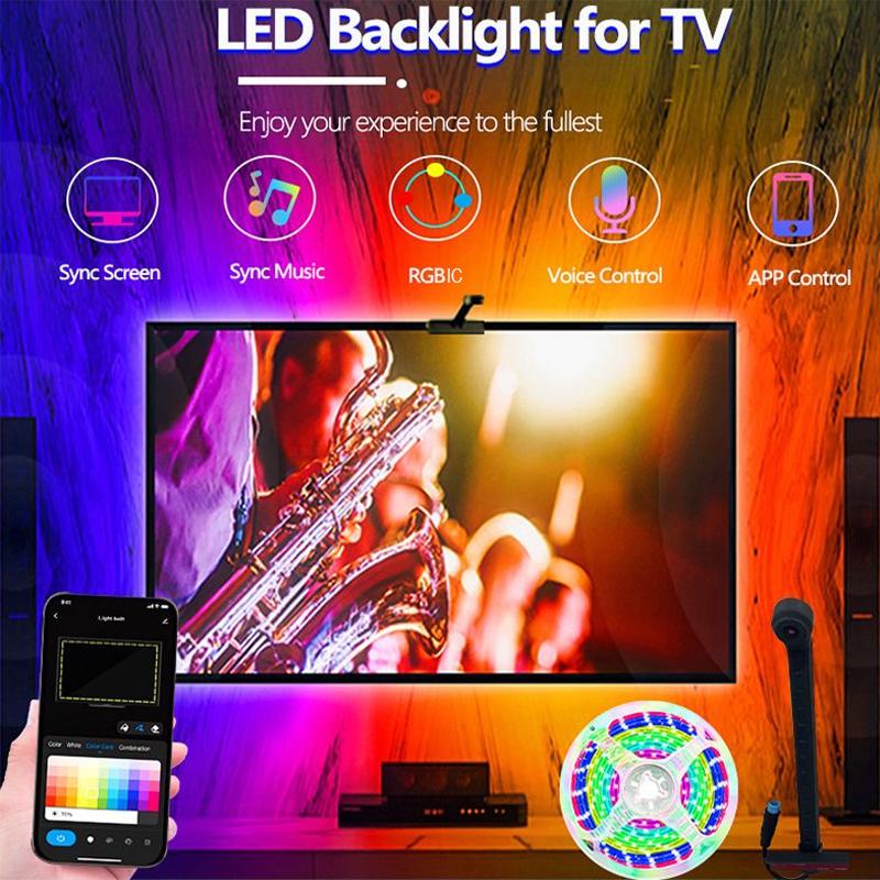 RGB+IC TV Sync Backlight with Color Catcher Bluetooth APP Music Sync USB LED Light Strip with Remote Control for Home Theater