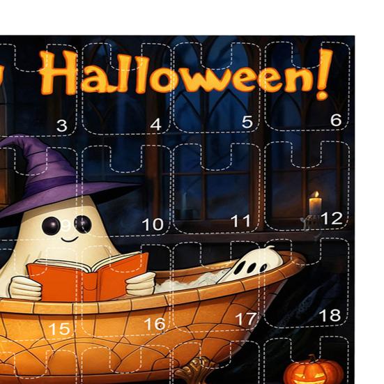 Halloween Advent Calendar 2D Reading Ghost Acrylic Ornaments Set 24 Days Countdown To Halloween Decoration for Holiday Home Party Decor