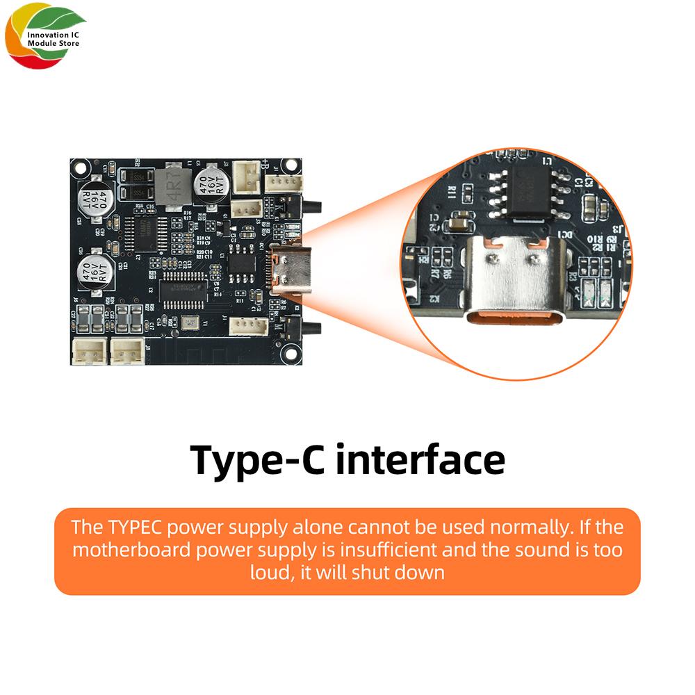 Bluetooth 6.1 Amplifier Board Dual Channel 1*1W Amplifier Module Integrated Charging Boost 1.7V Amplifier Board Type C Interface