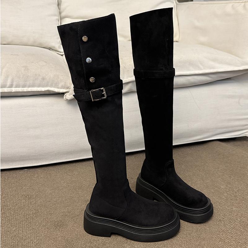 Fashion Women High Boots Flats New Fashion Party Shoes 2025 Winter Elegant Goth Retro Knee High Chelsea Boots Dress Brand Woman Botas