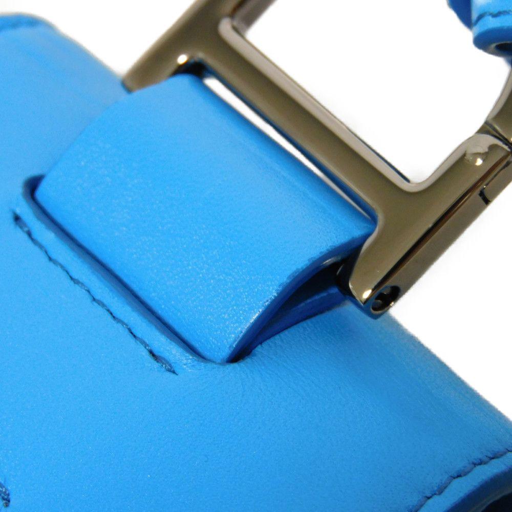 Used Airpods Pro Case 10656 2ADKH271UCL 7950 Flap Magnetic Smooth Calfskin Neck Strap Logo Metal Blue Unisex from Japan