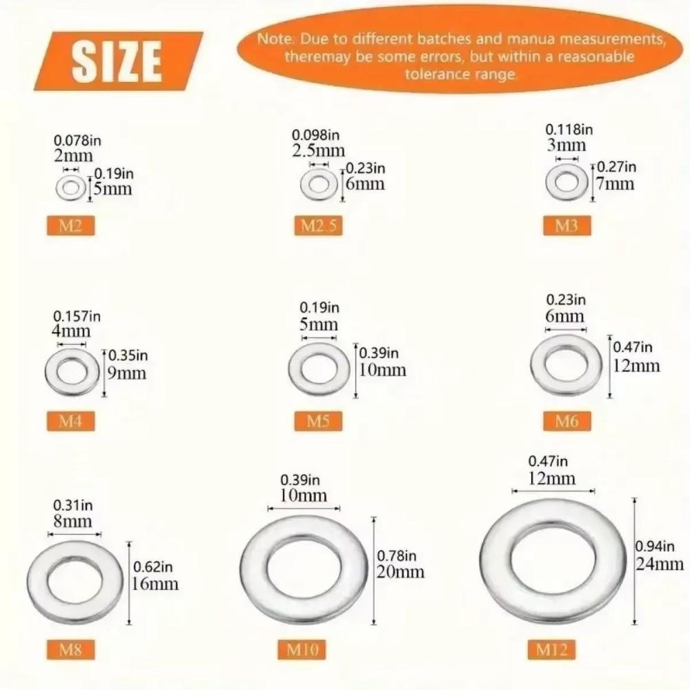 580Pcs Rust Resistant Lock Washer Assortment Flat Washer Kit  Electrical Connections