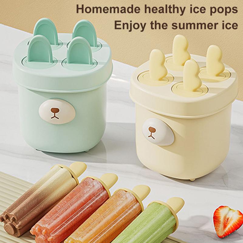 Fryseboks 4 rom Iskremform Matkvalitet Tegneserieform Isgitterlagerboks Gjenbrukbare Runde Ispinnformer Is DIY