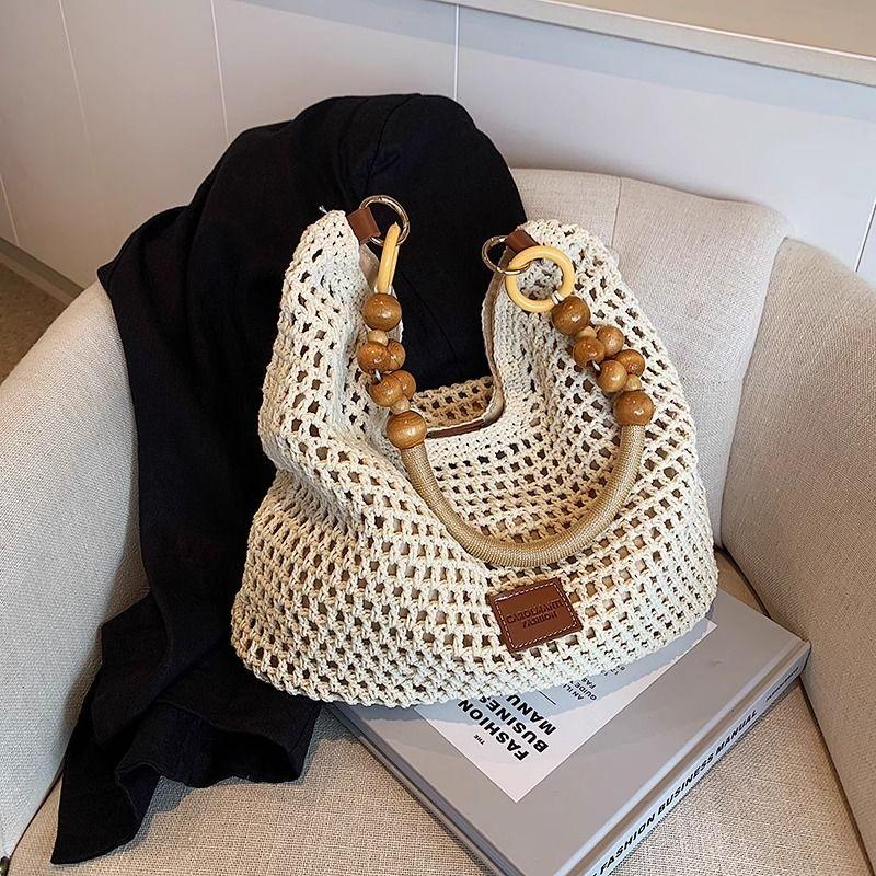 

Hollow Straw Bag for Women 2025 New Summer Large Capacity Tote Bag Women Seaside Vacation Beach Woven Bag Brown large