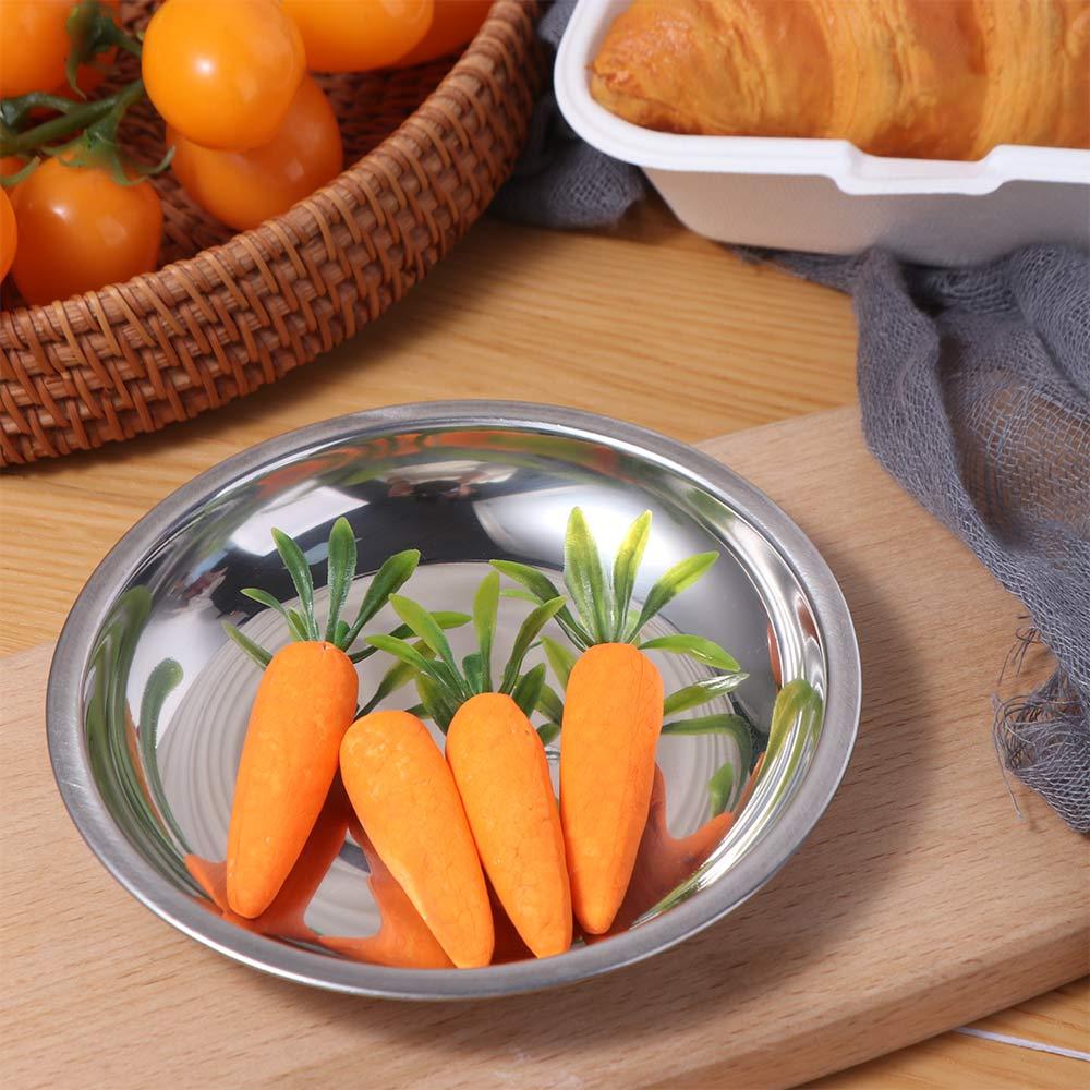 Round Food Snacks Seasoning Dishes Stainless Steel Dessert Dish Appetizer Condiment Tray  Spices