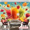 2D Flat, 1pc Summer Juice Splash Backdrop Banner with Strawberry, Watermelon & Orange Slices - Durable Polyester yzb