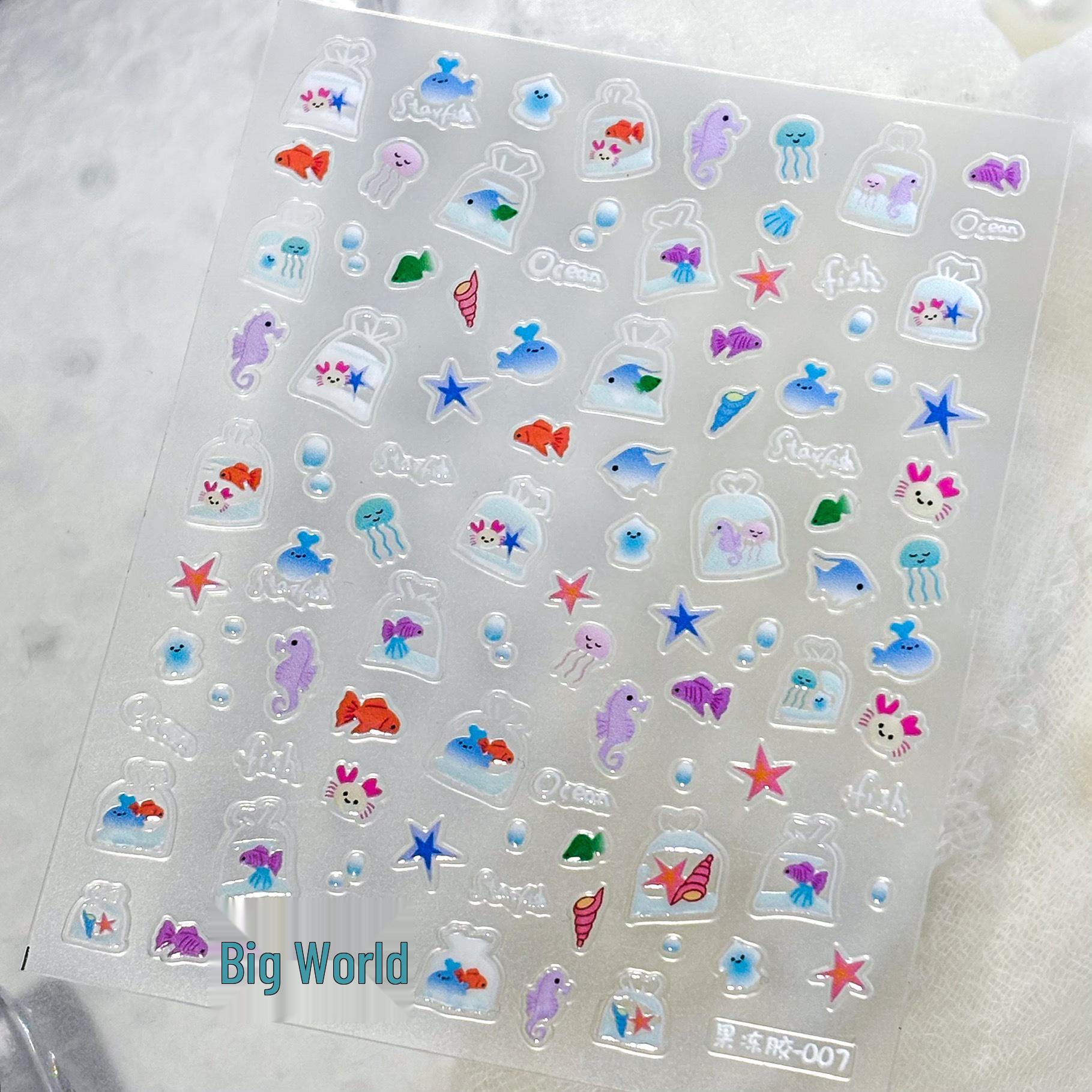 3D Ocean Animal Nail Stickers: Cute Goldfish Decals