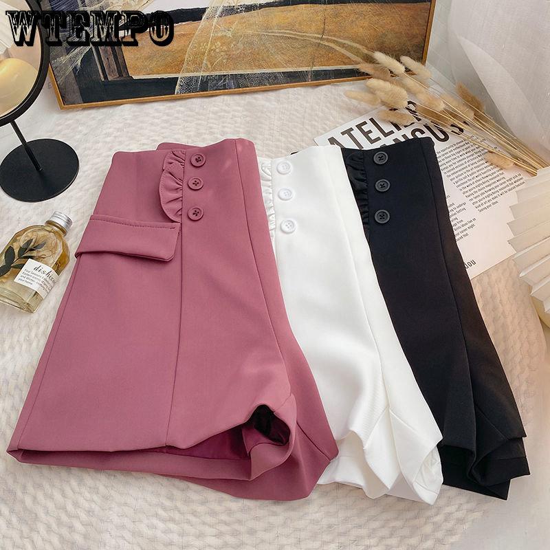 WTEMPO Summer Women's Suit Shorts Slim Fashion Thin Shorts Loose Wide Leg Shorts Double-breasted Suit Shorts Casual Shorts