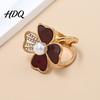 Vintage Clover Scarf Accessory Four-Leaf Ring Rhinestone Slide Elegant Buckle Faux Pearl Holder for Women Shirts Shawls Neckerchiefs Secure Fit Clip