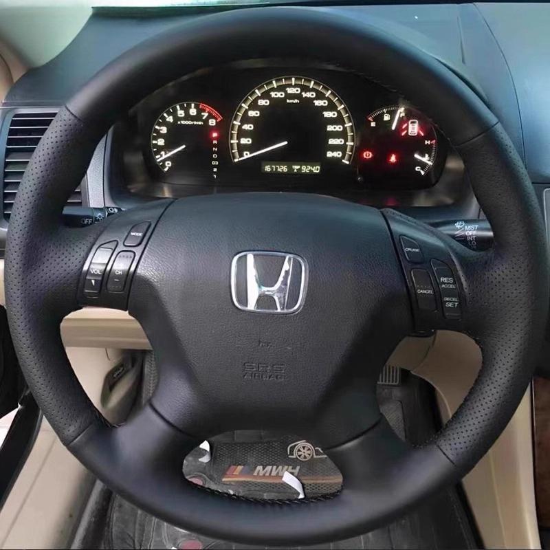 

For Honda Alishen Accord Seventh Generation 2012-2015 Hand-stitched peach wood grain Genuine Leather car Steering Wheel Cover