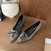 Fashion SUOJIALUN 2025 New Brand Women Pumps Shoes Fashion Pointed Toe Slip On Ladies Elegant Single Shoes Thin Low Heel Pumps Shoes