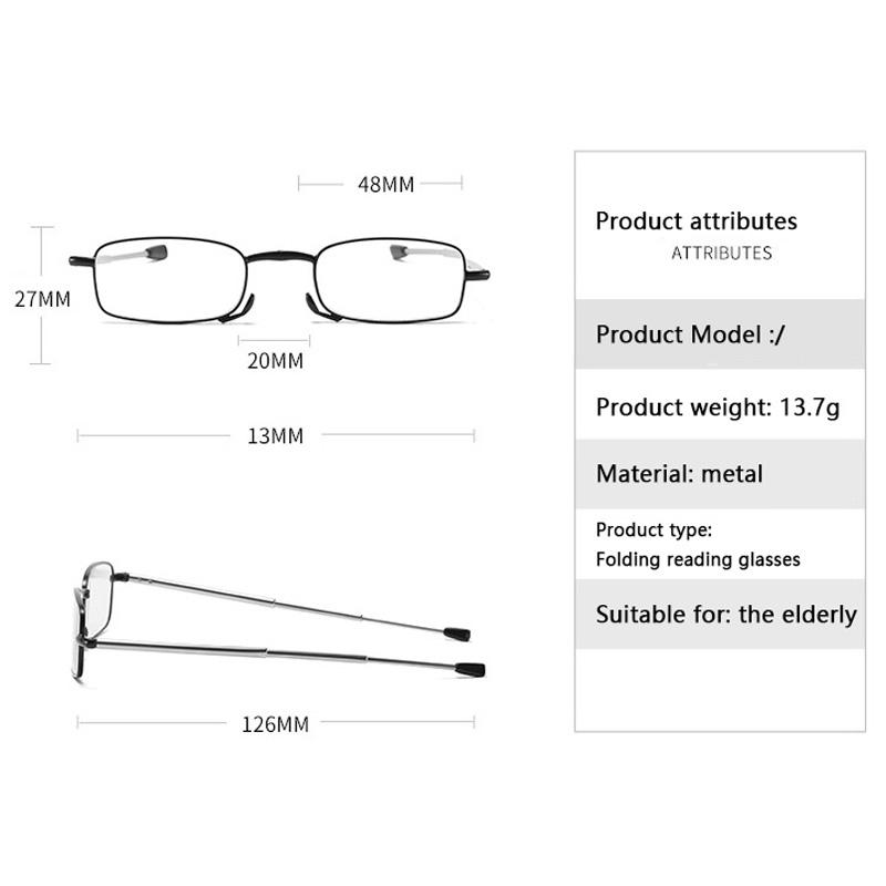 Titanium Alloy Folding Reading Glasses Ultra Light Presbyopia Eyewear With Case Anti Blue Light 1.0 1.5 2.0 For Men Women