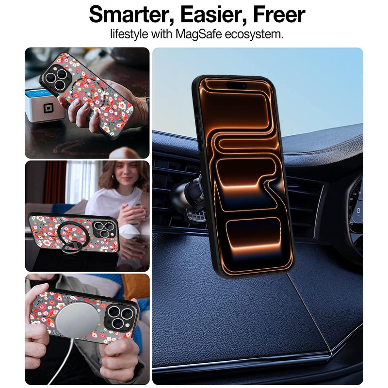 Creative Butterfly Flowers Pattern Case For iPhone 17 Pro Max Magnetic For Magsafe Matte Cover For iPhone 16 Pro Max 15 14 13 16E Air