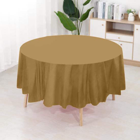 10Pcs Plastic Table Cloth 84 Inch Disposable Tablecloth Easy Cleaning Round Table Cover Parties Picnic Birthday Wedding Supplies