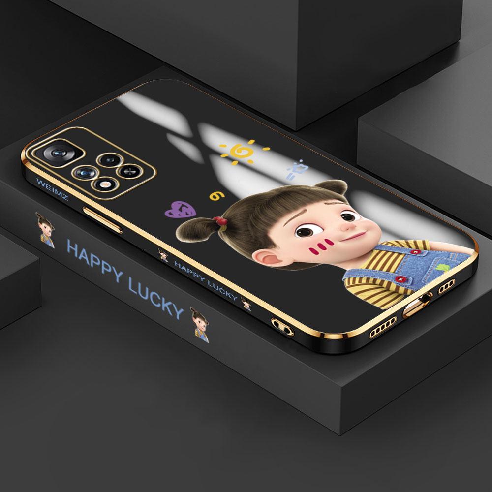For Redmi Note 13 Pro 12 Pro 12S 11 Pro 11S 10S OPPO A38 A77s A96 Realme C33 C65 OnePlus Cute Cartoon Girl Pattern Full Lens Protect Casing
