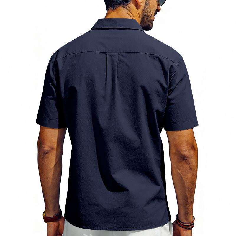 Men's Casual Short Sleeve Button Down Shirts Workwear Style Turn Down Collar Chest Pocket Blouse Tops for Daily Vacation Beach