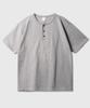 JEMUT Round Henley Neck Short Sleeve T-Shirt Gray Kjst2707