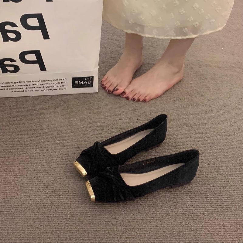 Premium commuter single shoes 2025 new flat-bottomed temperament gentle women's shoes spring French square head Mary Jane ladyshoes