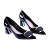Zapatos de boda rojos franceses tacón medio punta punta escote bajo estilo pequeño fragante tacones altos zapatos de salón mujer 2025 nuevo sexy tacón de aguja zapato de mujer