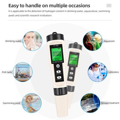 4 In 1 Water Tester Monitor H2 PH ORP TEMP Meter Reactive Oxygen Hydrogen Analyzer ATC 0-2400PPb for Aquariums Pools Spa