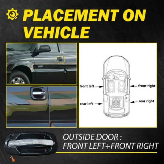 Door Handle Set For Chevy Silverado 1500 1999-2006 Smooth Black Front Outer 2PCS