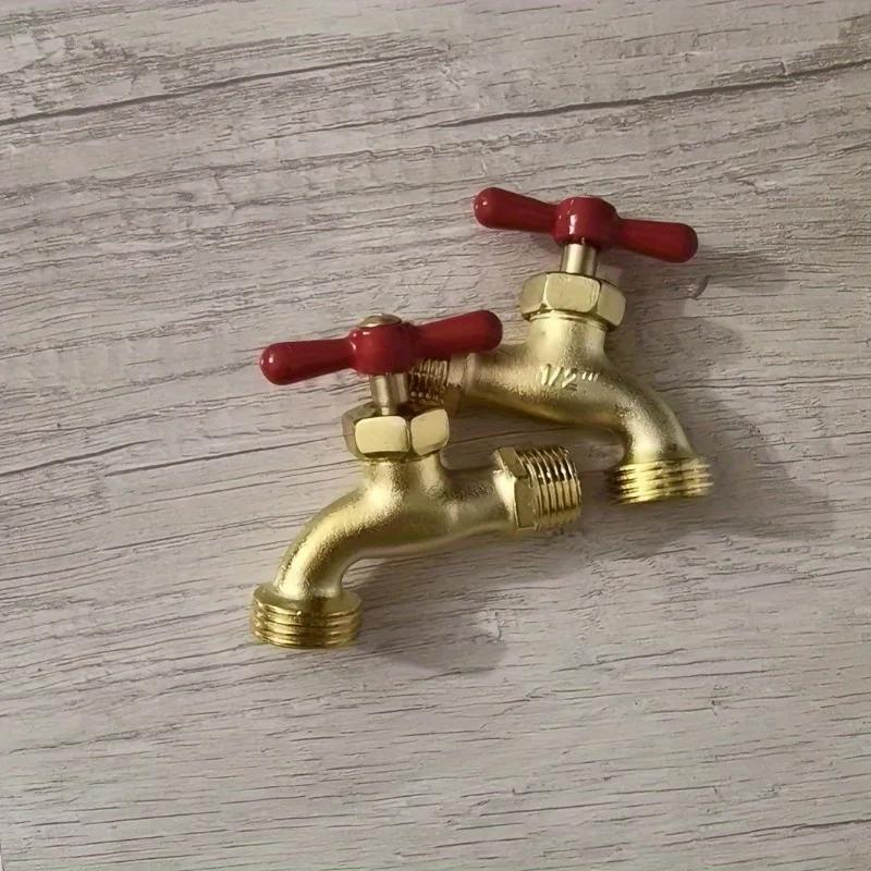 2 pièces Robinet de Jardin Style Classique Alliage de Zinc Robinet de Tuyau Installation à Trou Unique Convient aux Filetages NPT de 1/2 Pouce.