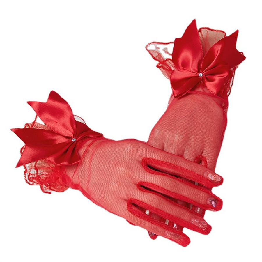 Women's Vintage Lace Bow Gloves for Evening Party Prom