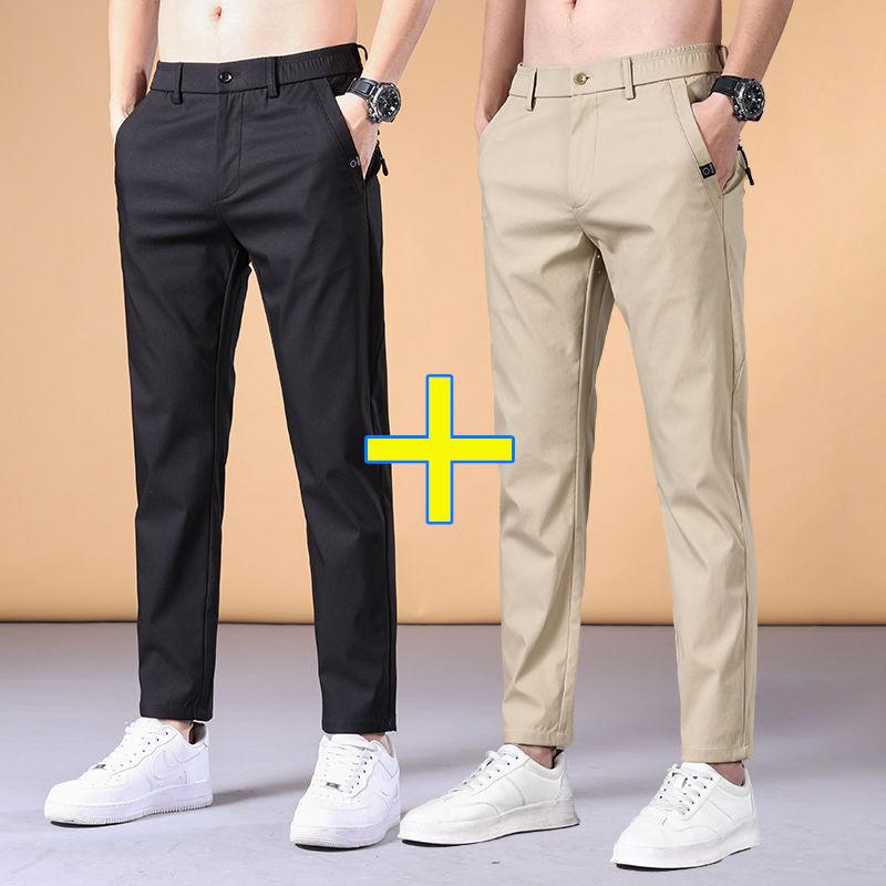 Streetwear Men's Fashion Casual Suit Pants Spring Autumn Solid All-match Slim Korean Male Clothing New Full Straight Trousers 38