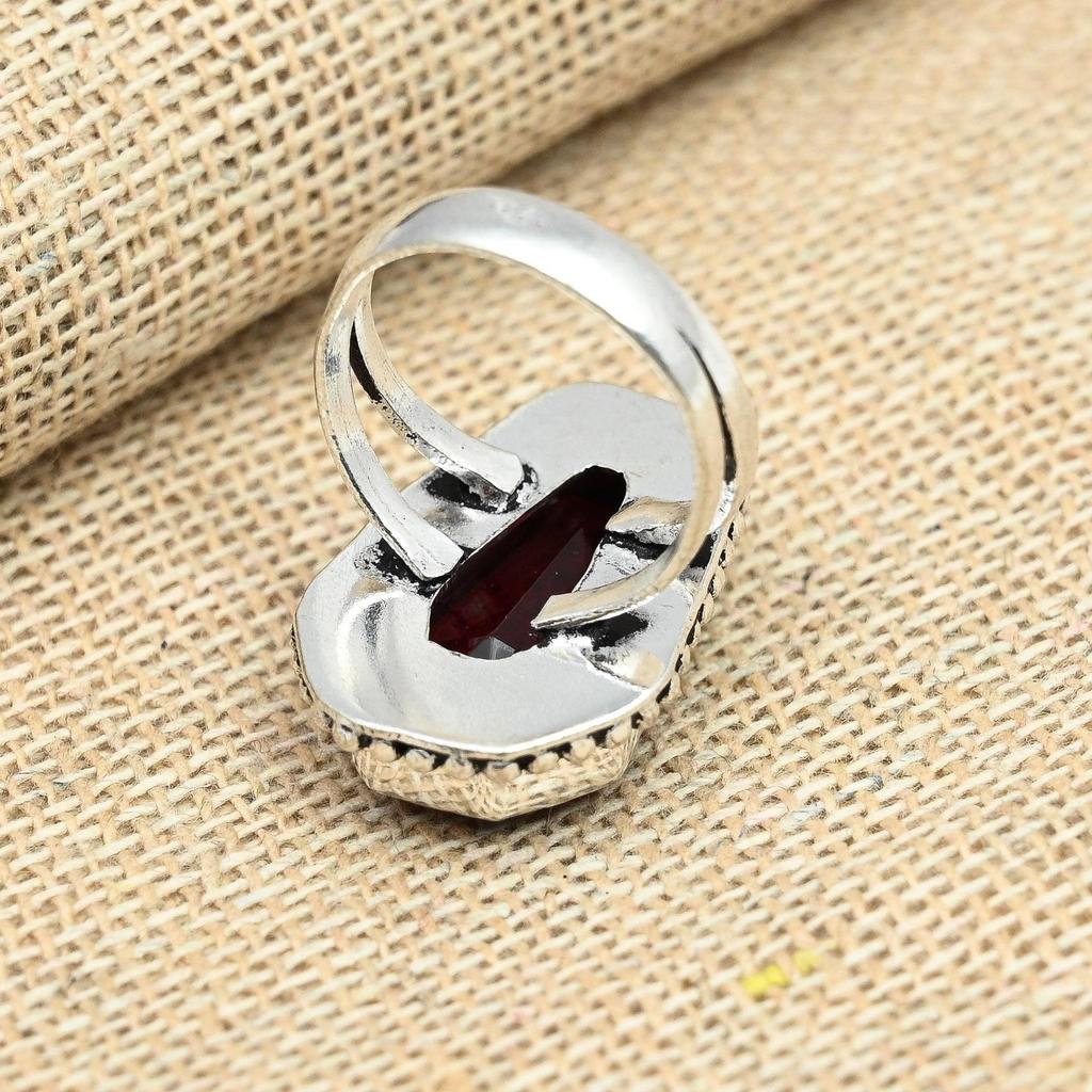 Red Garnet Gemstone Jewelry 925 Sterling Silver Ring, Handmade Gift for women, Beautiful Ring For her