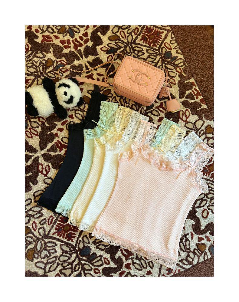 1819# Women's Lace-Trimmed U-Neck Camisole: Pure & Sexy Sleeveless Innerwear/Outerwear with Wrap Chest & Beautiful Back Design.