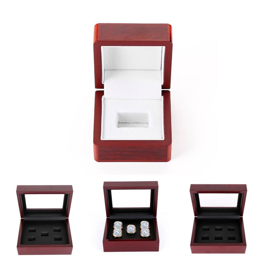 Classic Red Wood Jewelry Box Durable Multi-slot Ring Holder Gift For Weddings