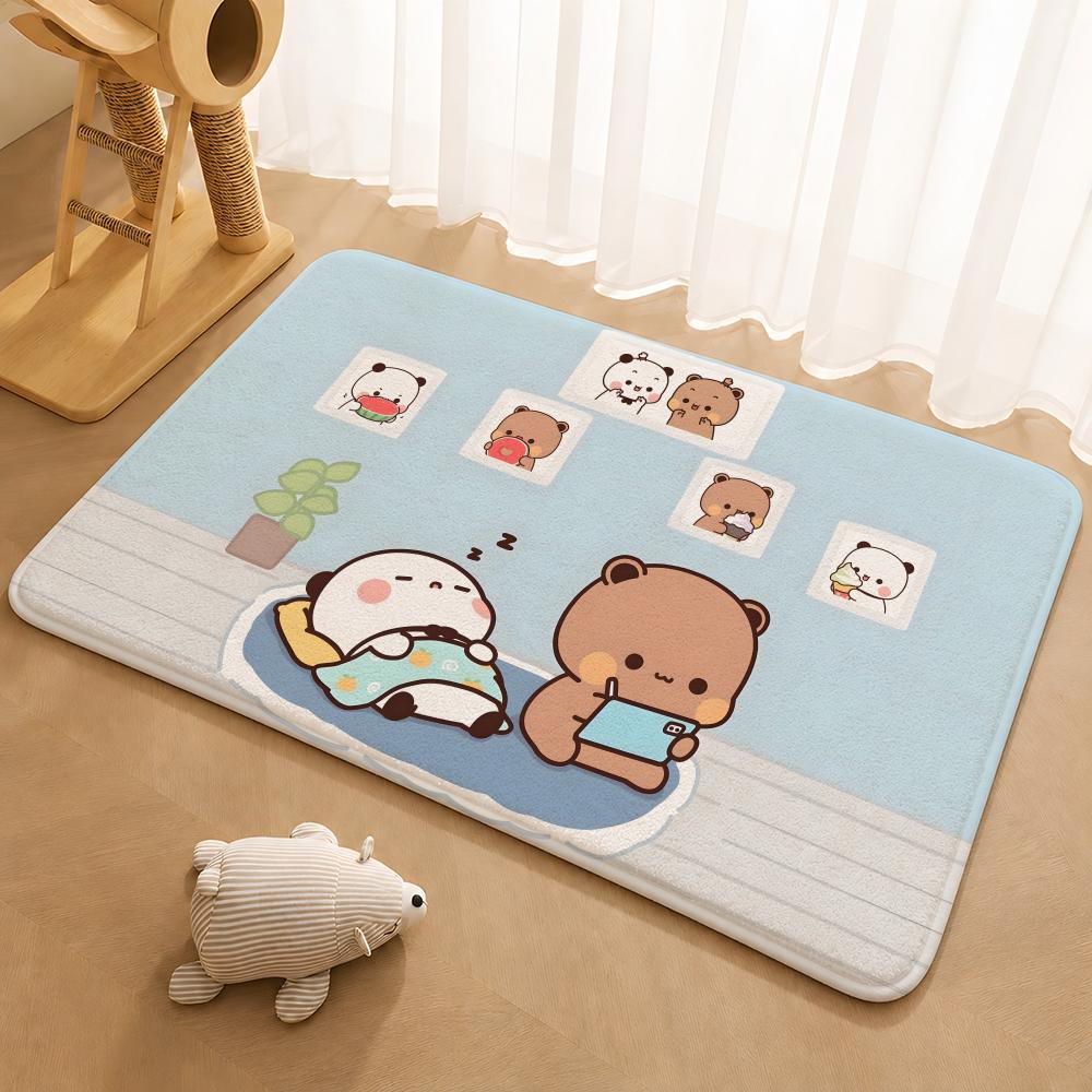Kwai Anime Yier Bubu Floor Mat Floor Mat Soft Flannel Non-Slip Door Rug for Living Room