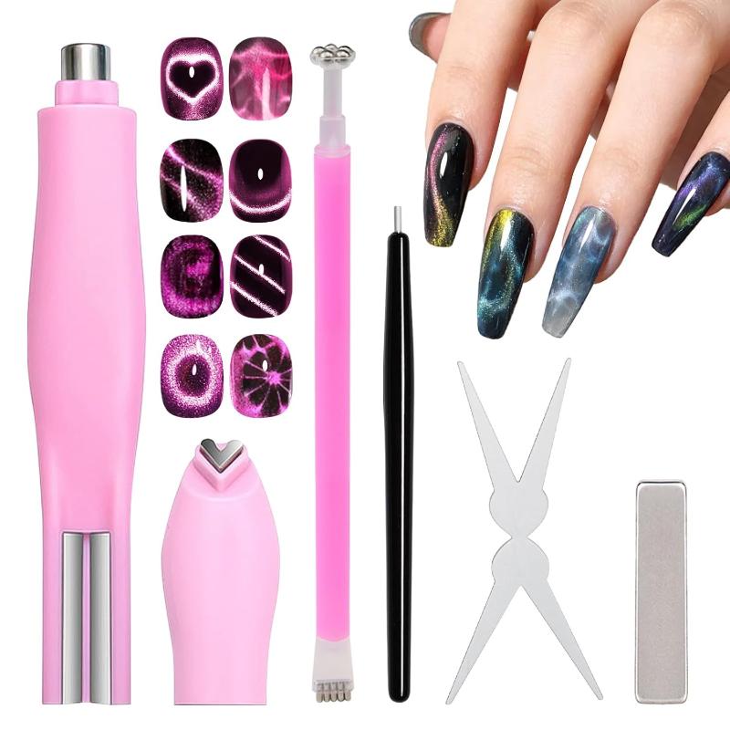 5Pcs Cat Eye Magnetic Nail Art Tool Set French Cat Eye Magnetic Nail Art Stick Multi Functional Magnetic Tool Home & Salon Diy one size